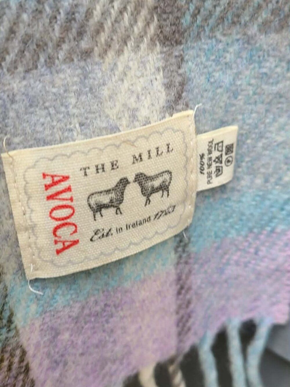 Avoca The Mill 100% Pure New Wool Blue Plaid Scarf
